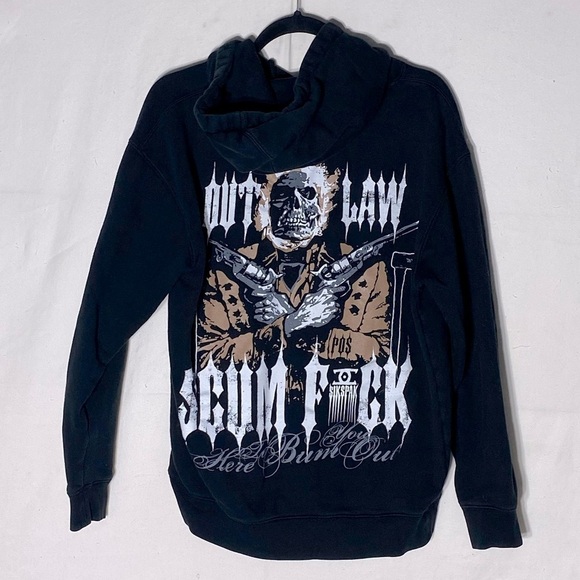 Sikspak Outlaw Scum F@CK Here To Bum You Out Graphic Hoodie M - Picture 1 of 16